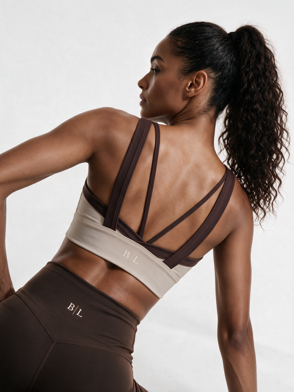 Sculpt Sports Bra - Beige and Brown